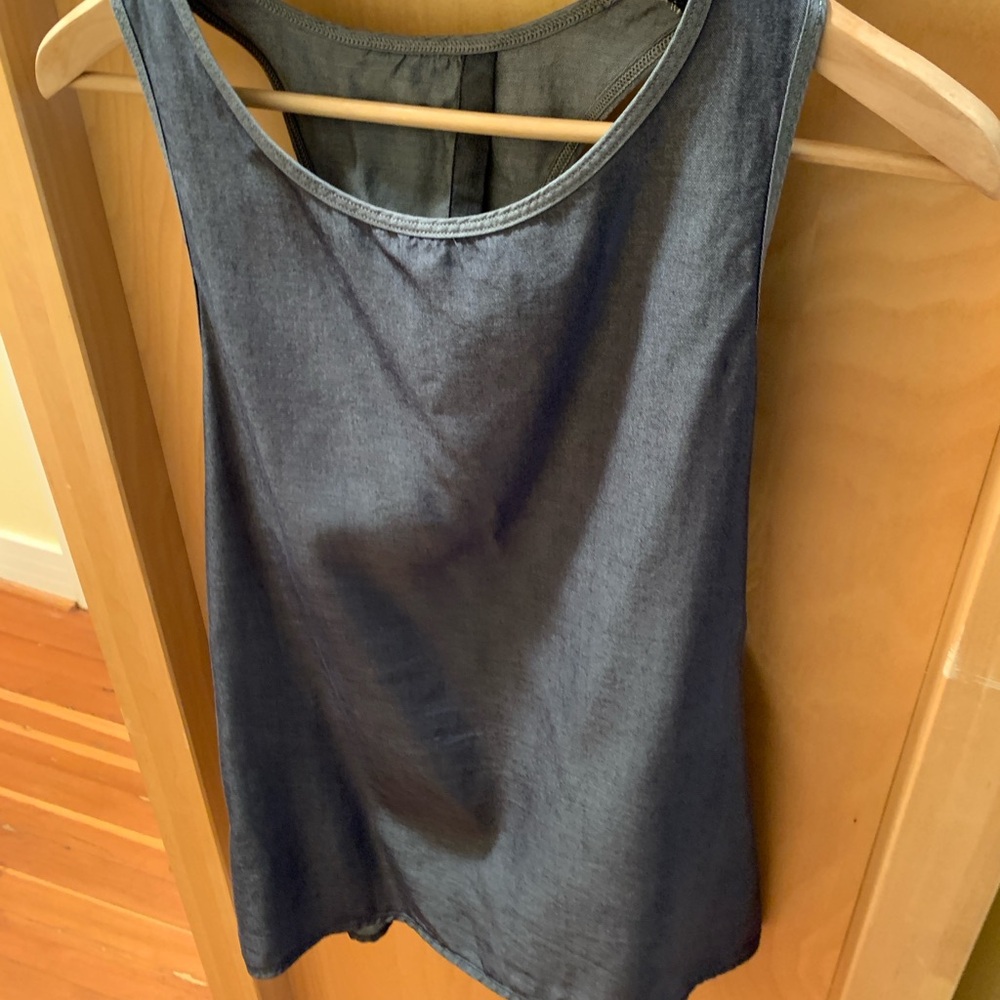 Blue, denim-like, Lululemon open-back tank top